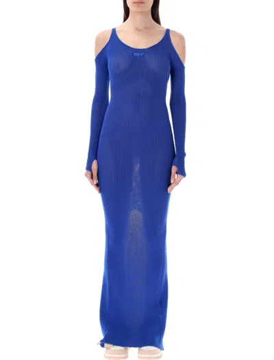 Off-white Blue Hole Net Long Dress