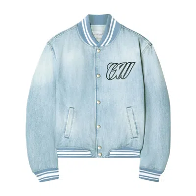 Off-white Denim Bomber Jacket In Blue
