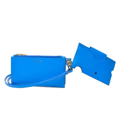 Off-white Blue Leather Shoulder Bag