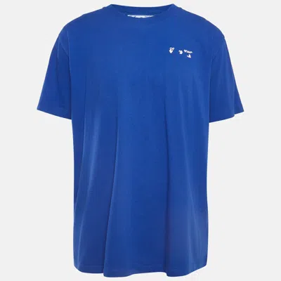 Pre-owned Off-white Blue Logo Print Cotton T-shirt Xl
