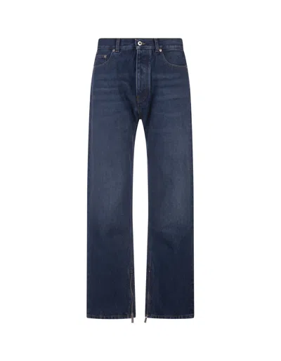 Off-white Blue Loose-fit Jeans With Zip