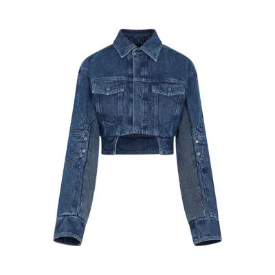 OFF-WHITE OFF-WHITE BLUE MOTORCYCLE HOLE CROP JACKET
