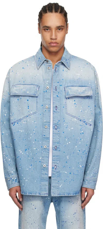 OFF-WHITE BLUE PAINT SPLATTER DENIM JACKET