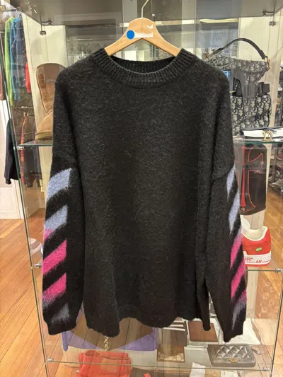 Pre-owned Off-white Blue Pink Gradient Knit Sweater In Black