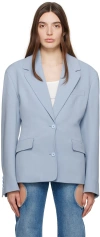 Off-white Blue Round Blazer In Light Blue