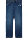 Off-white Off White Men Script Taperered Jeans In Blue