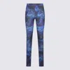 Off-white Blue Sleek Split Leggings Pants In Blue