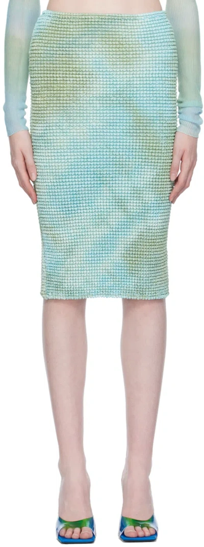 Off-white Smocked Tie-dye Midi Skirt In Light Blue