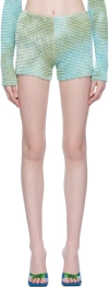 Off-white Blue Smocked Shorts In Light Blue