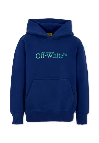 OFF-WHITE BLUE SWEATSHIRT FOR BOY WITH LOGO