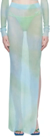 Off-white Tie-dye Sheer Maxi Skirt In Light Blue