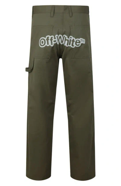 Off-white Blur Carpenter Pants In Green/white
