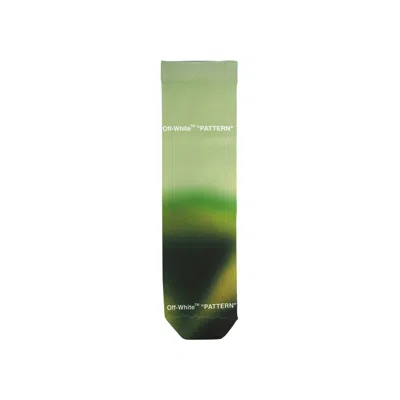 Pre-owned Off-white Blurred Logo Crew Socks 'green/white' | Women's Size Onesize