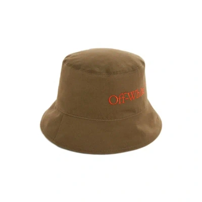 Off-white Bookish Ow Reversible Bucket Hat In Army Green