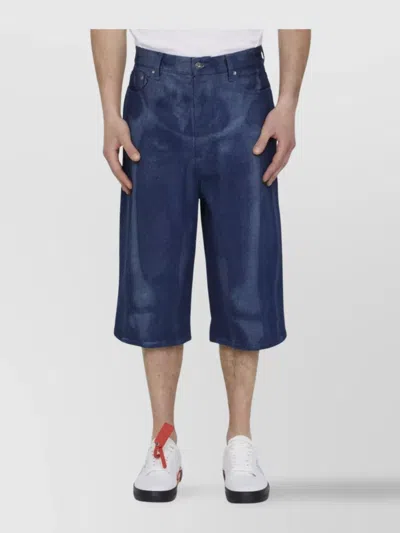 OFF-WHITE BODY SCAN DENIM BERMUDA SHORTS