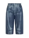 Off-white Skeleton Denim Bermuda Shorts In Blue
