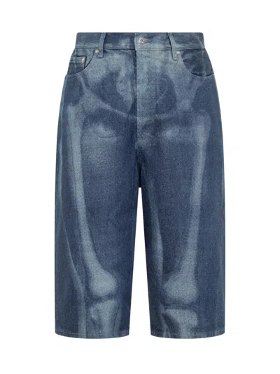 OFF-WHITE BODY SCAN DENIM SHORTS