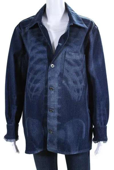 Off-white Body Scan Jean Jacket In Blue