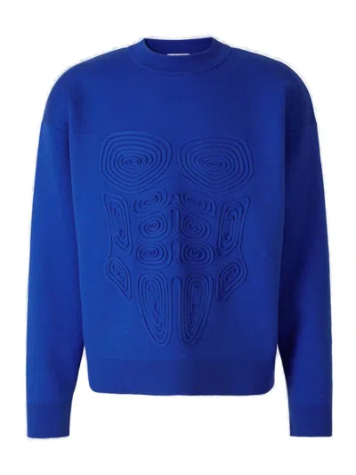 Off-white Body Scan Logo Embroidered Sweatshirt In Bluette