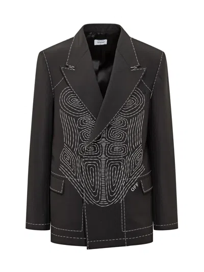Off-white Off White Black Stretch Polyester Blend Blazer