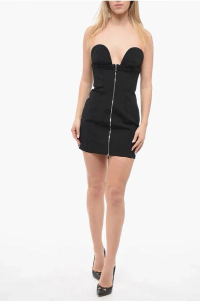 OFF-WHITE BODYCON ABLOHLAND MINI DRESS WITH FRONT ZIP