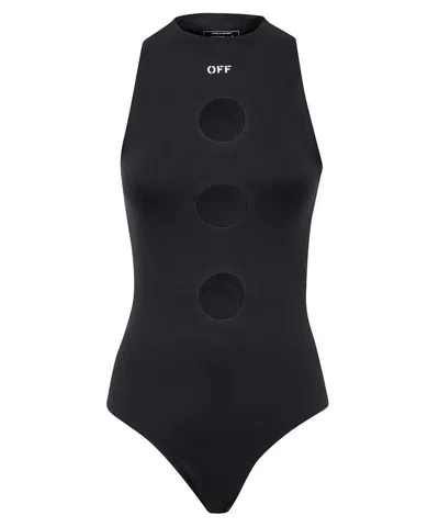 Off-white Bodysuit With Logo In Black