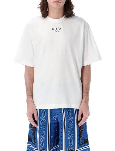 Off-white Bold And Stylish: Men's Bandana Arrow Skate T-shirt In White