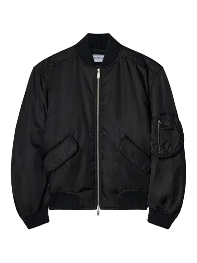 Off-white Nylon Bomber Jacket In Black