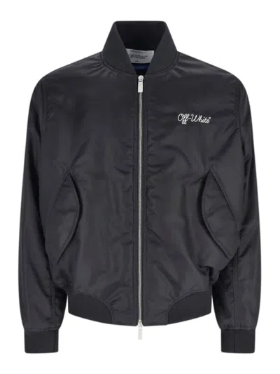 Off-white Arrow Nylon Bomber Jacket In Black