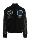 Off-white Varsity-style Bomber Jacket With Leather Sleeves In Black