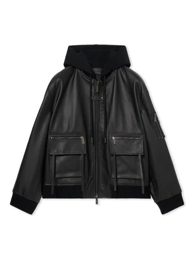 Off-white Book Fleece Hoodie Bomber In Black