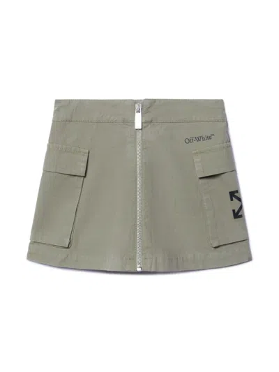 Off-white Kids' Bookish Cargo Skirt In 绿色