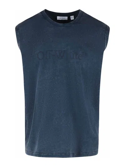 Off-white Off White Bookish Mini Sleeveless Top For Men In Blue