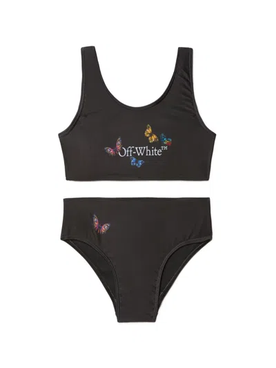 Off-white Kids' Bookish Butterfly Bikini Set In Black