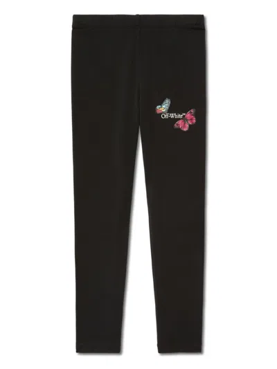Off-white Kids' Bookish Butterfly Leggings In 黑色