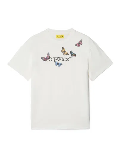 Off-white Kids' Bookish Butterfly T-shirt In 白色