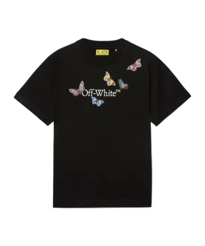 Off-white Kids' Bookish Butterfly T-shirt In Black