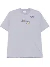 Off-white Butterfly Embroidered Crew Neck T-shirt In Gray Melange-black