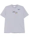Off-white Butterfly Embroidered Crew Neck T-shirt In Gray Melange-black