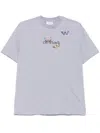 Off-white Butterfly Embroidered Crew Neck T-shirt In Grey