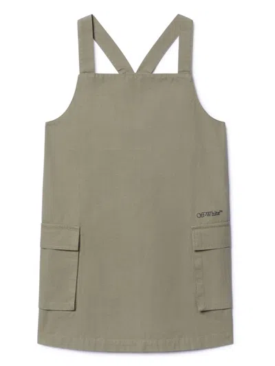 Off-white Kids' Bookish Cargo Dress In Green