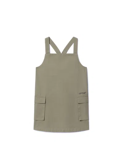 Off-white Kids' Bookish Cargo Dress In Green