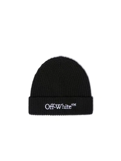 Off-white Bookish Classic Knit Beanie Black - Whit