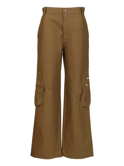 Off-white Bookish Cot Round Pkt Cargo P Beech/whit Trousers White In Brown