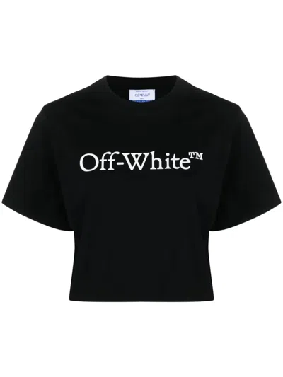 OFF-WHITE OFF WHITE BOOKISH CROP T SHIRT WITH PRINT