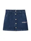 Off-white Girl's Glitter Logo-print Denim Skirt In Blue