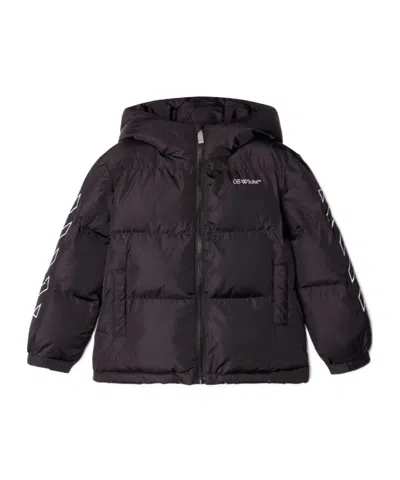 OFF-WHITE OFF-WHITE KIDS BOOKISH DIAG HOODED PUFFER JACKET
