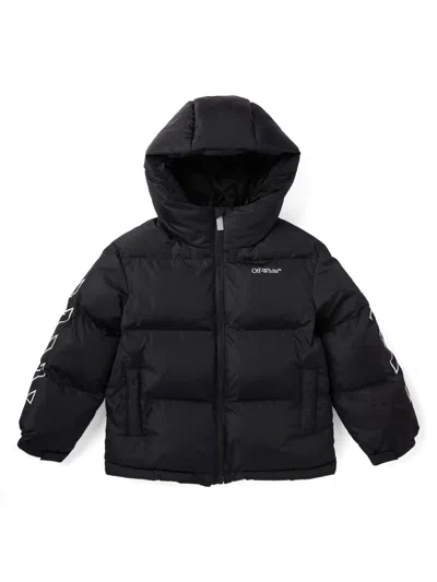 Off-white Kids' Bookish Diag Short Puffer In Black