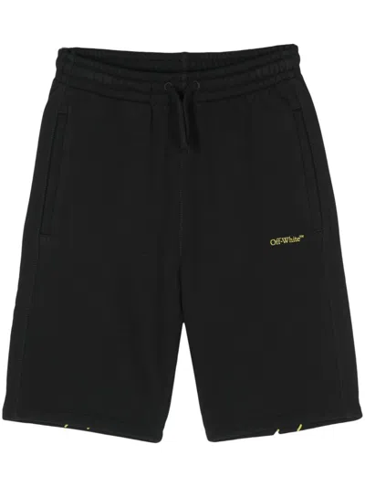 Off-white Kids' Bookish Diag Track Shorts In Black