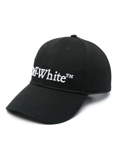 Off-white Logo Embroidered Adjustable Baseball Cap In Black-white